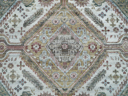 Shiraz Tribal & Geometric hand-knotted wool rug in Ivory, 8'10" x 11'10" — SKU O065856 (view 8)