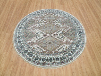 Shiraz Tribal & Geometric hand-knotted wool rug in Ivory, 7'11" x 7'11" — SKU O065859 (view 2)