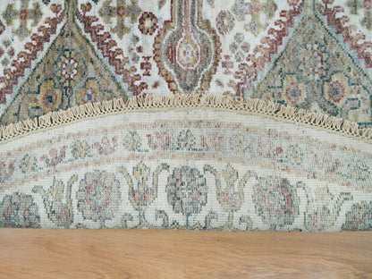 Shiraz Tribal & Geometric hand-knotted wool rug in Ivory, 7'11" x 7'11" — SKU O065859 (view 4)