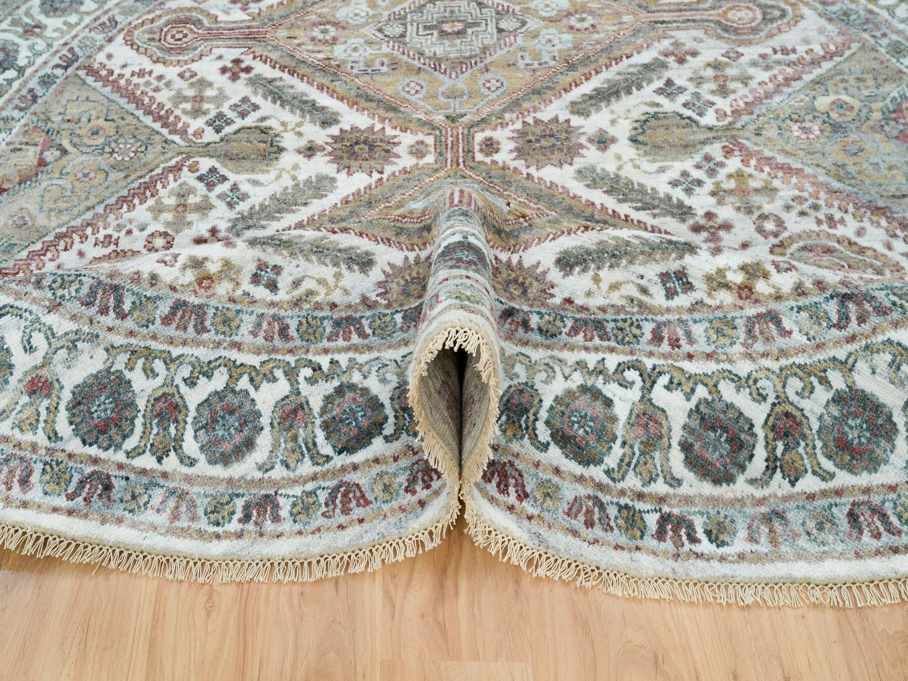 Shiraz Tribal & Geometric hand-knotted wool rug in Ivory, 7'11" x 7'11" — SKU O065859 (view 5)