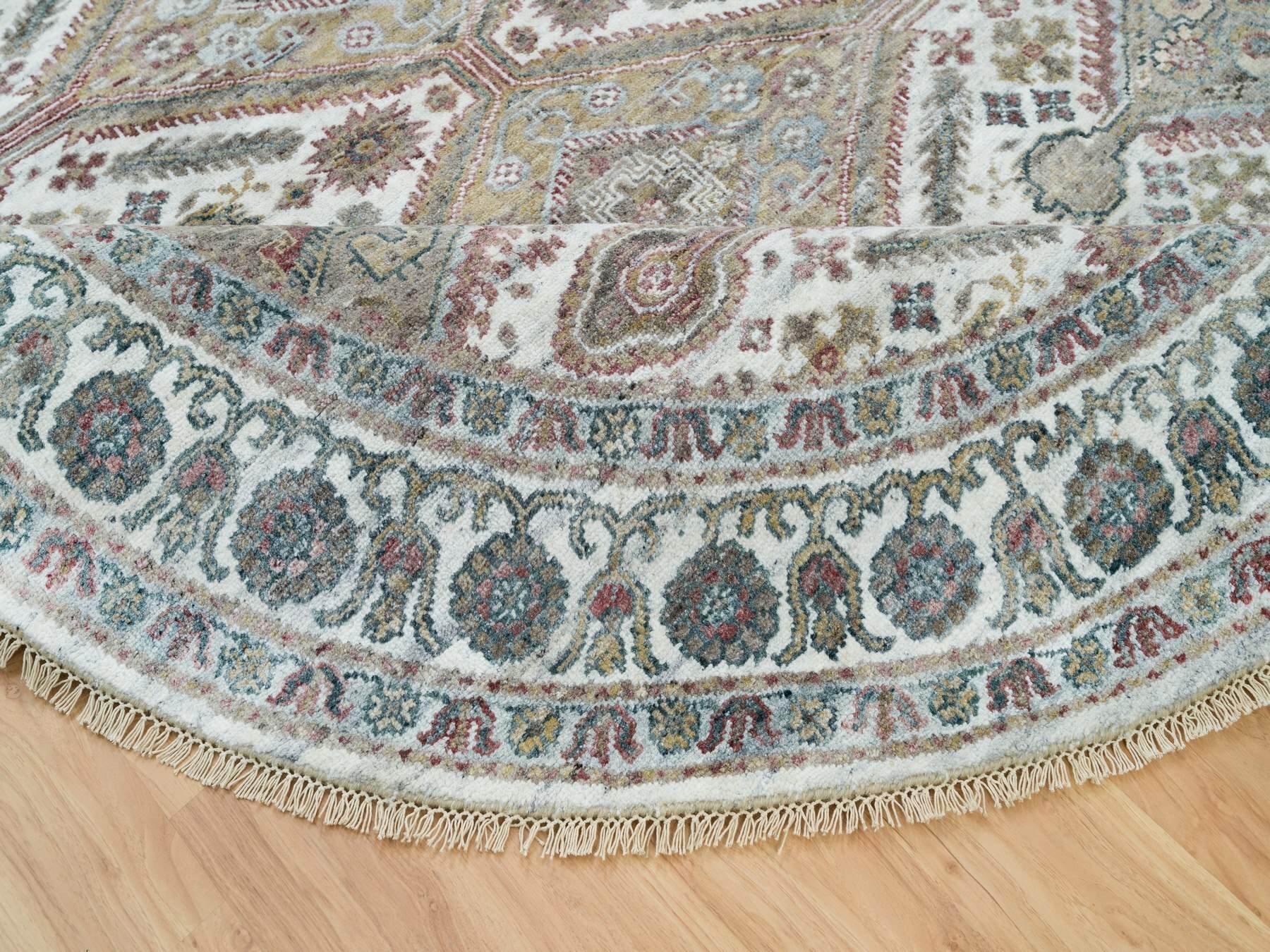 Shiraz Tribal & Geometric hand-knotted wool rug in Ivory, 7'11" x 7'11" — SKU O065859 (view 6)