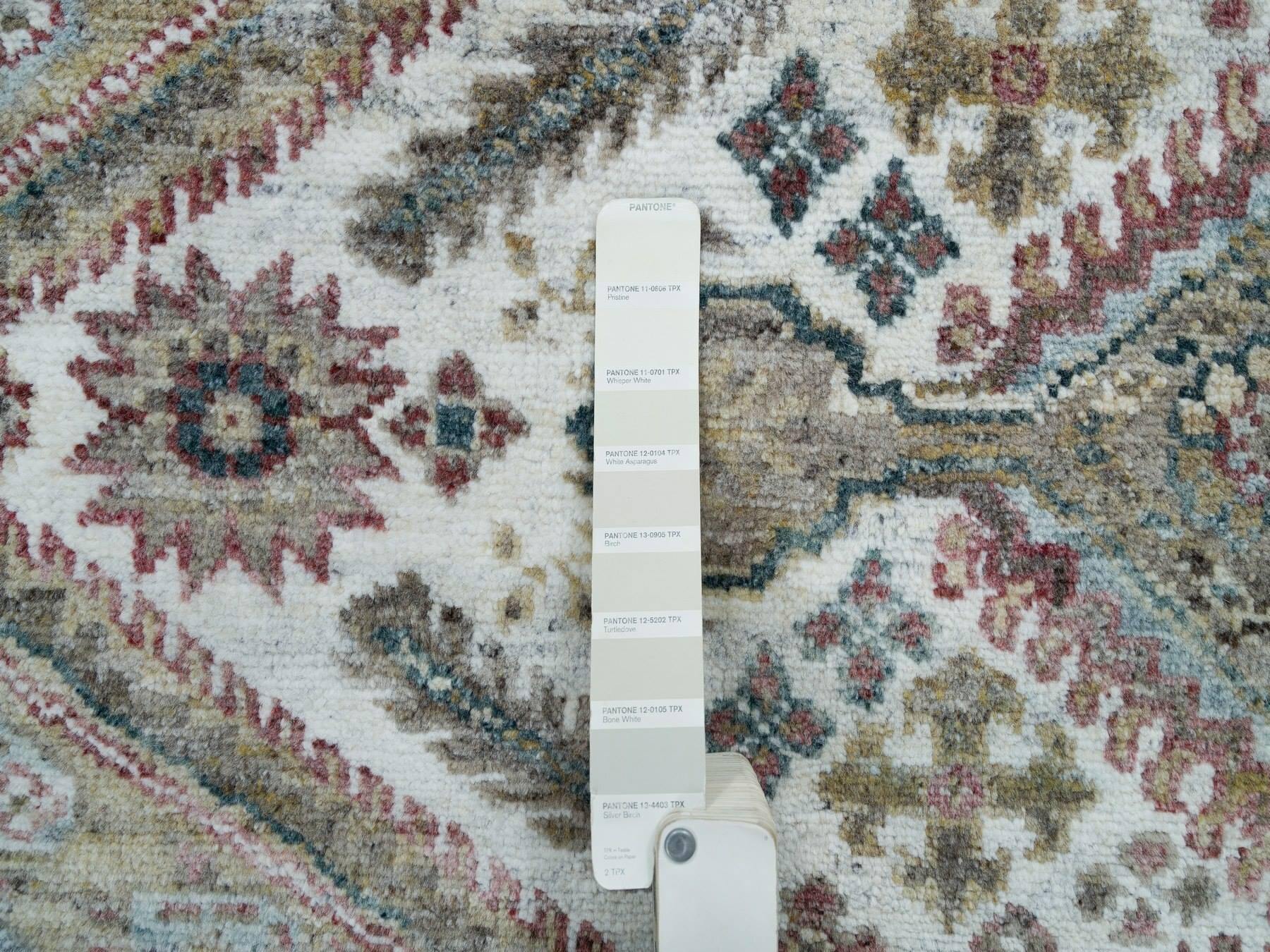 Shiraz Tribal & Geometric hand-knotted wool rug in Ivory, 7'11" x 7'11" — SKU O065859 (view 7)