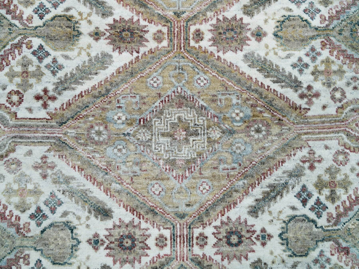 Shiraz Tribal & Geometric hand-knotted wool rug in Ivory, 7'11" x 7'11" — SKU O065859 (view 8)