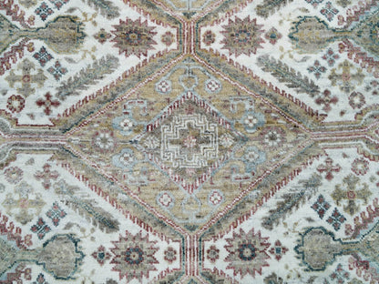 Shiraz Tribal & Geometric hand-knotted wool rug in Ivory, 7'11" x 7'11" — SKU O065859 (view 8)