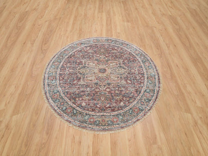 Heriz Tribal & Geometric hand-knotted wool rug in Red & Gray, 5'11" x 5'11" — SKU O065860 (view 2)