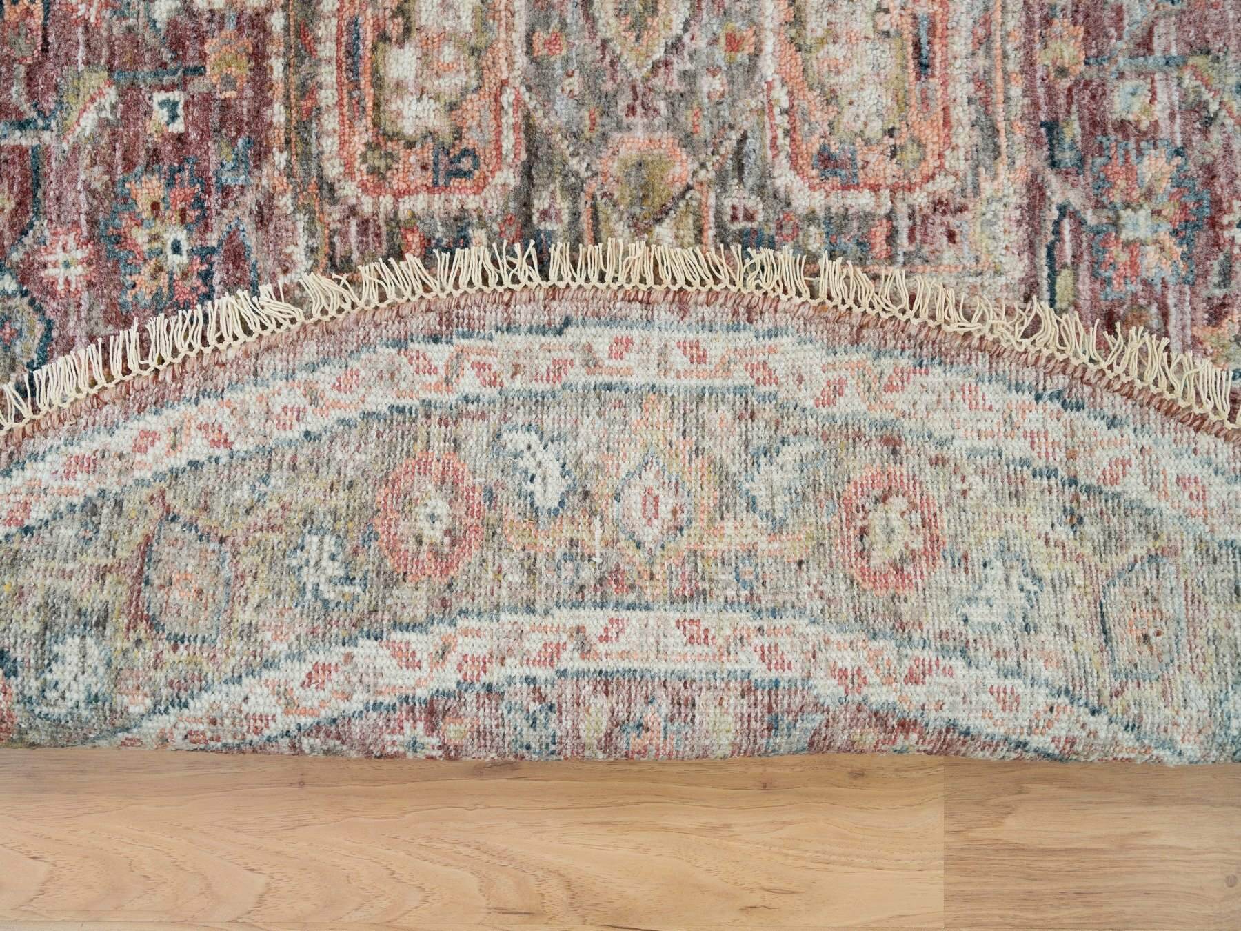 Heriz Tribal & Geometric hand-knotted wool rug in Red & Gray, 5'11" x 5'11" — SKU O065860 (view 3)