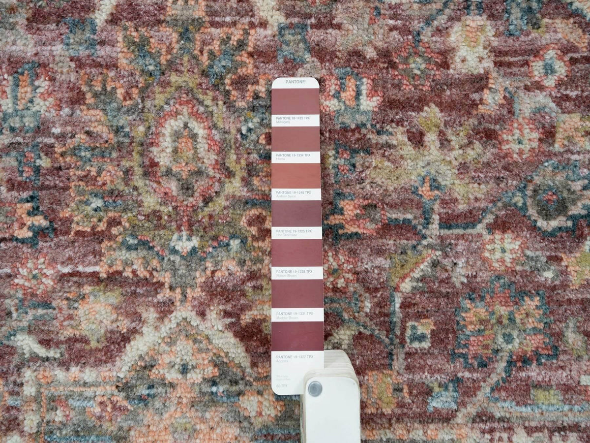 Heriz Tribal & Geometric hand-knotted wool rug in Red & Gray, 5'11" x 5'11" — SKU O065860 (view 4)