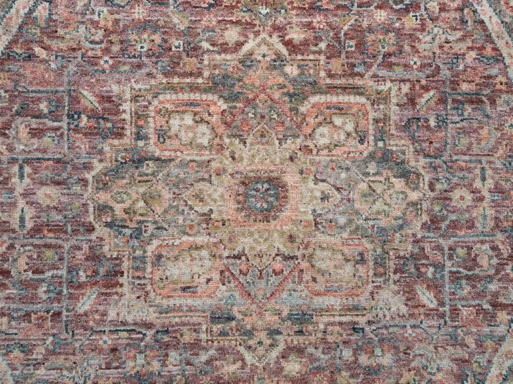 Heriz Tribal & Geometric hand-knotted wool rug in Red & Gray, 5'11" x 5'11" — SKU O065860 (view 5)