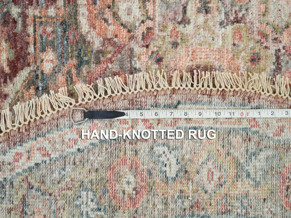 Heriz Tribal & Geometric hand-knotted wool rug in Red & Gray, 5'11" x 5'11" — SKU O065860 (view 8)