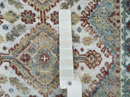 Shiraz Tribal & Geometric hand-knotted wool runner in Ivory & Swan White, 2'6" x 14'1" — SKU O065865 (view 4)