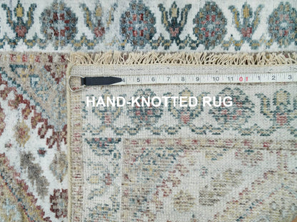 Ivory 2'6" x 14'1" Tribal Hand knotted Wool Rug - Sku: O065865