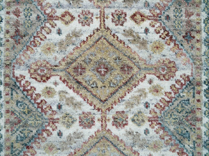 Shiraz Tribal & Geometric hand-knotted wool runner in Ivory & Lexicon White, 2'7" x 8' — SKU O065866 (view 5)