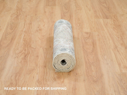 Shiraz Tribal & Geometric hand-knotted wool runner in Ivory & Lexicon White, 2'7" x 8' — SKU O065866 (view 6)