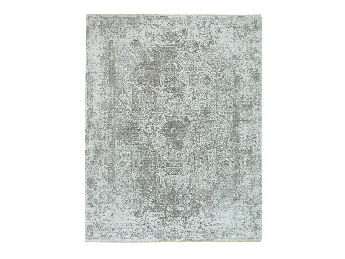 Transitional hand-knotted wool/silk rug in Gray, 8' x 10'2" — SKU O065872