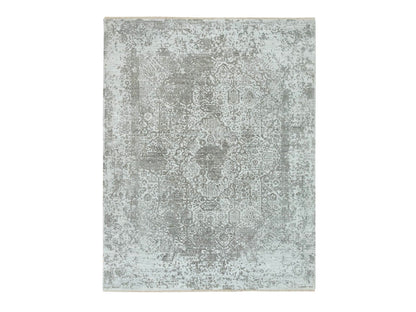 Transitional hand-knotted wool/silk rug in Gray, 8' x 10'2" — SKU O065872