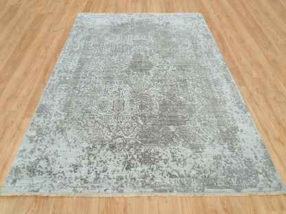 Transitional hand-knotted wool/silk rug in Gray, 8' x 10'2" — SKU O065872 (view 2)