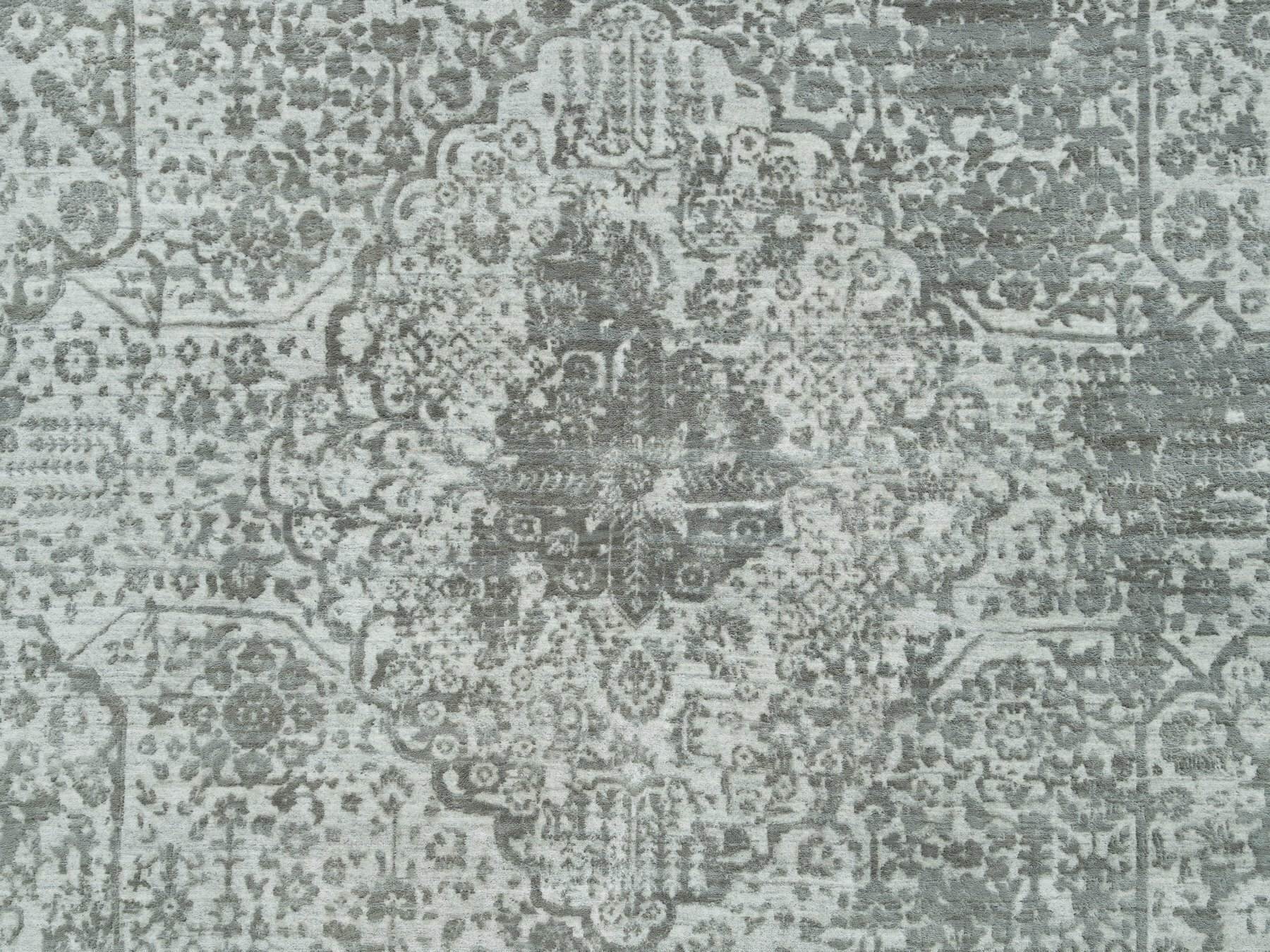 Transitional hand-knotted wool/silk rug in Gray, 8'11" x 11'11" — SKU O065873 (view 8)