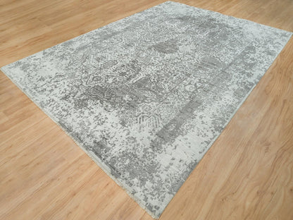 Transitional hand-knotted wool/silk rug in Gray, 9'11" x 14' — SKU O065874 (view 3)