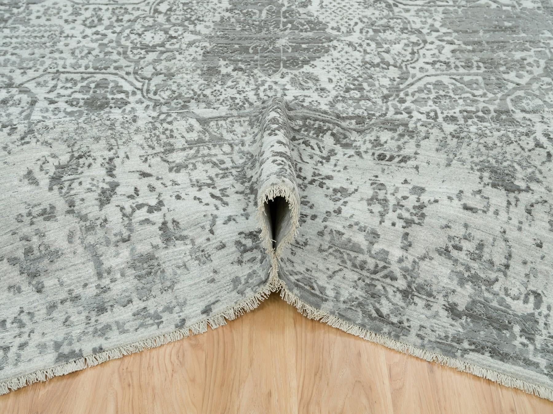 Transitional hand-knotted wool/silk rug in Gray, 9'11" x 14' — SKU O065874 (view 5)