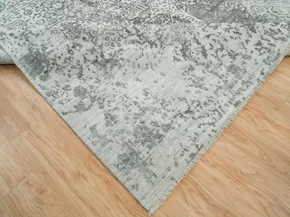 Transitional hand-knotted wool/silk rug in Gray, 9'11" x 14' — SKU O065874 (view 6)