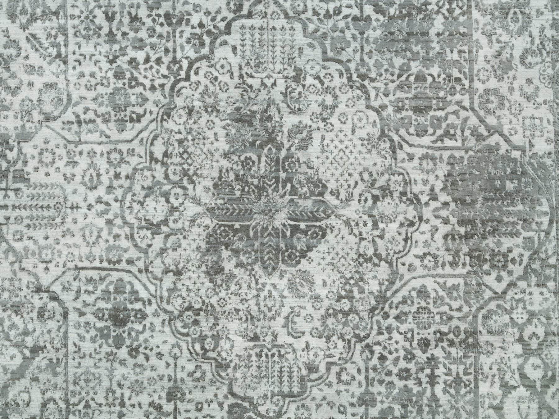 Transitional hand-knotted wool/silk rug in Gray, 9'11" x 14' — SKU O065874 (view 8)