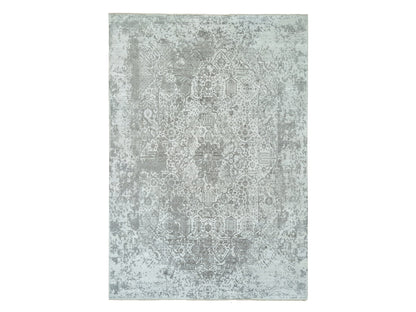 Grey 12'1" x 17'10" Transitional Hand knotted Wool/Silk Rug - Sku: O065875