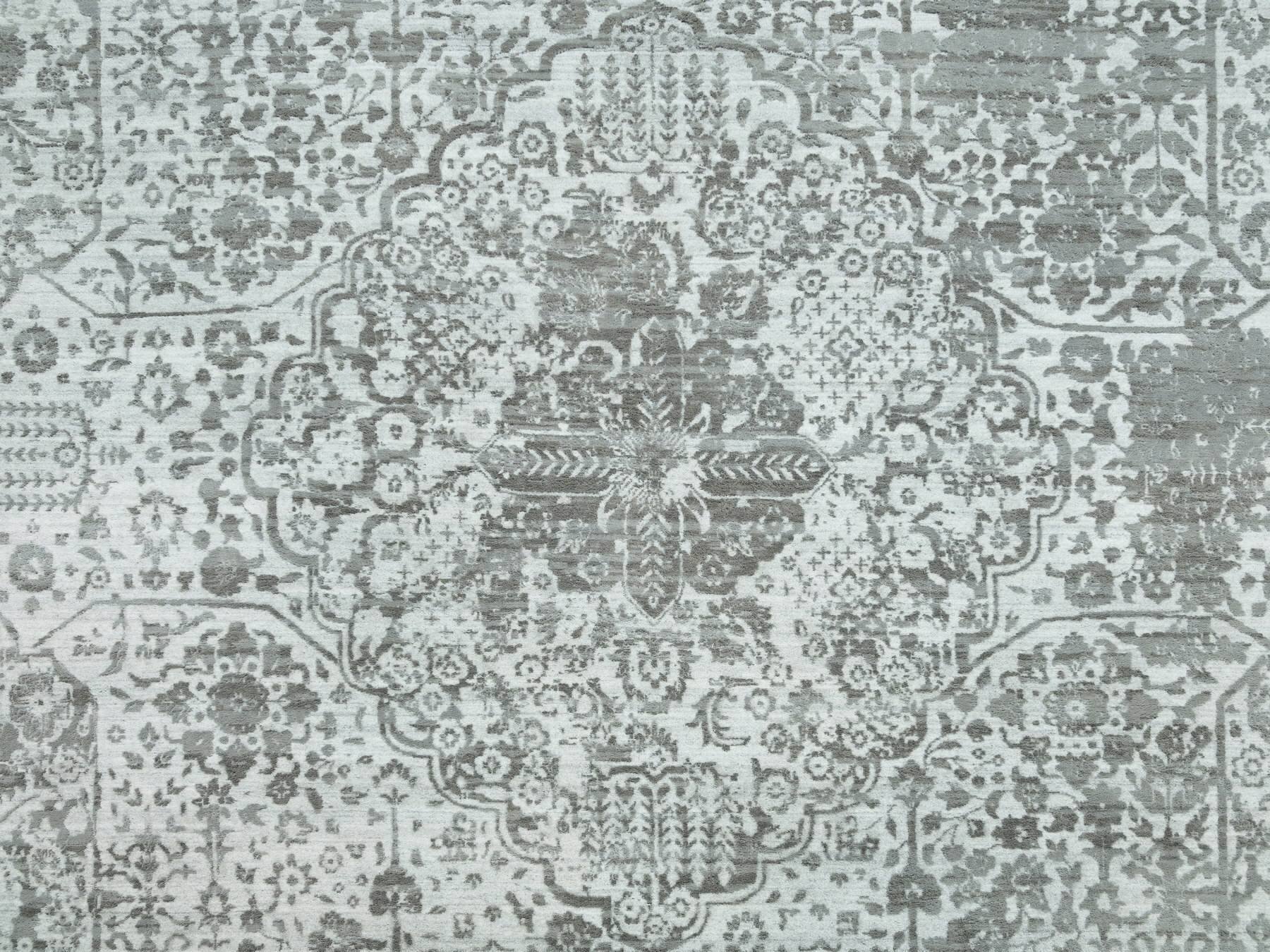 Transitional hand-knotted wool/silk rug in Gray, 12'1" x 17'10" — SKU O065875 (view 8)