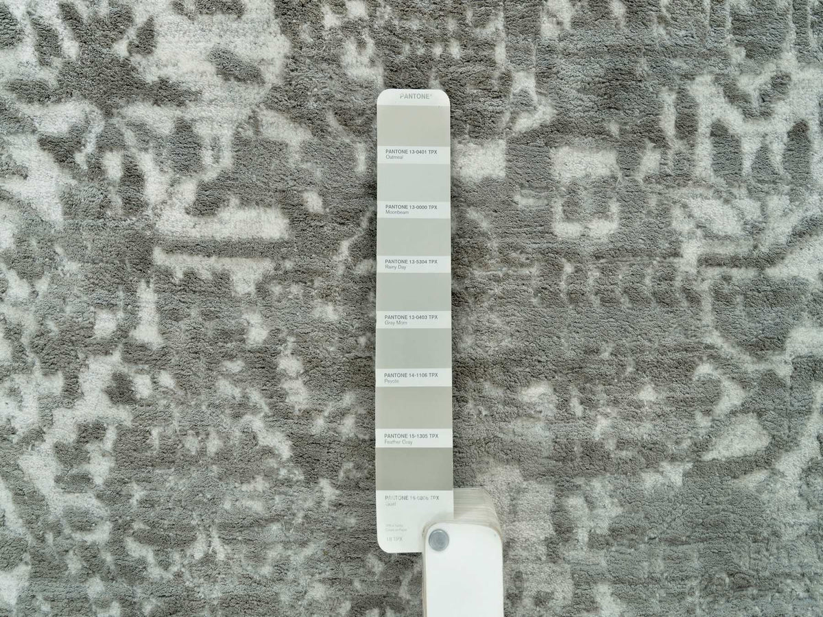 Transitional hand-knotted wool/silk rug in Gray, 8'11" x 12'1" — SKU O065877 (view 7)