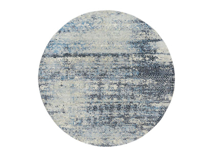 Modern / Contemporary hand-knotted wool/silk rug in Gray, 6'11" x 6'11" — SKU O065879