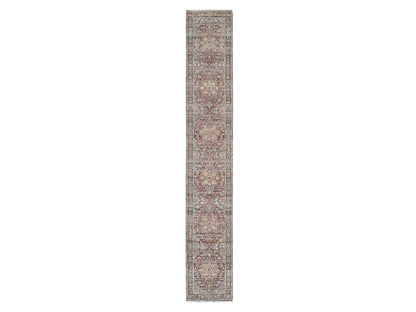 Heriz Tribal & Geometric hand-knotted wool runner in Red & Gray, 2'6" x 15'8" — SKU O065883
