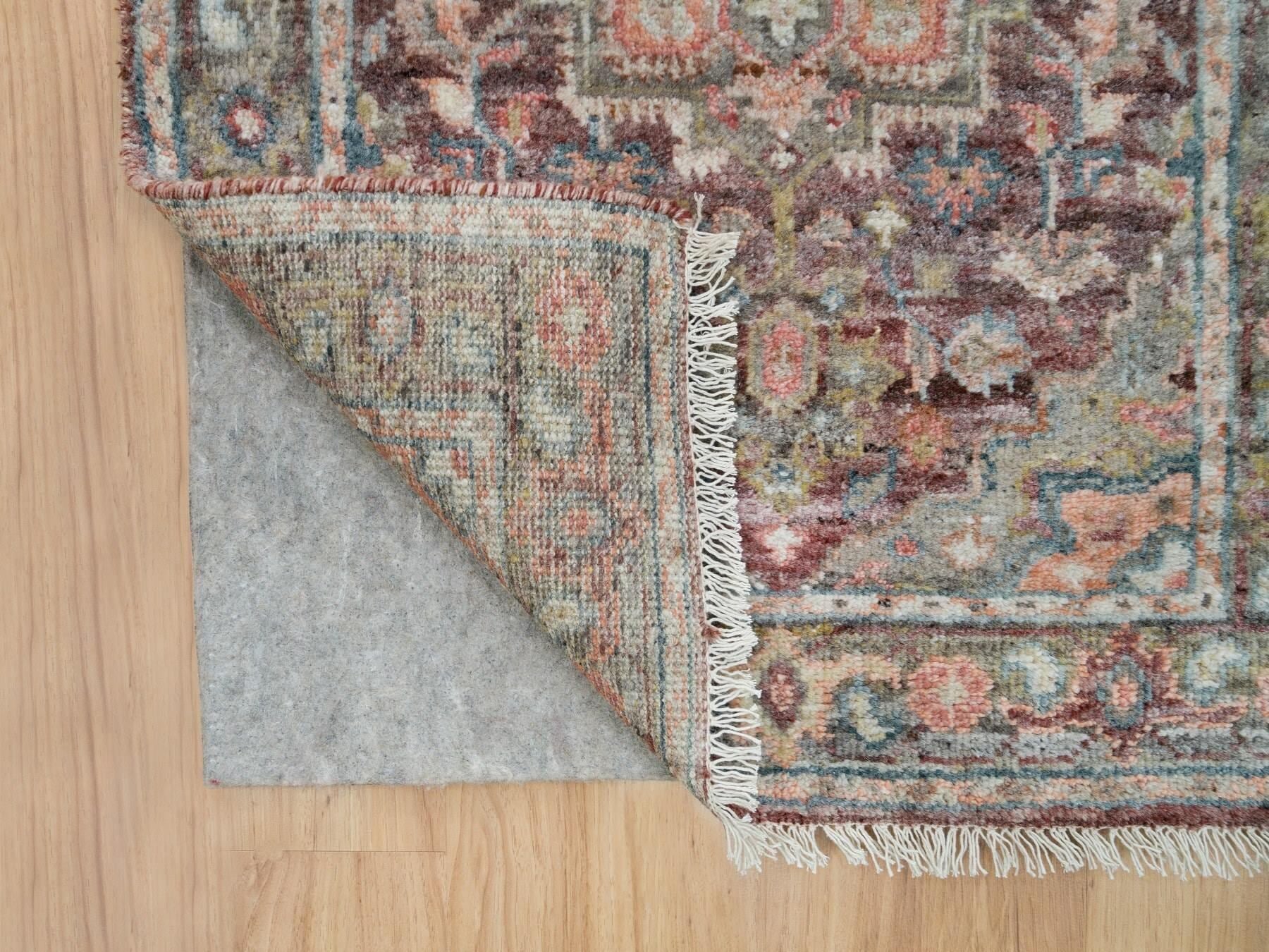 Heriz Tribal & Geometric hand-knotted wool runner in Red & Gray, 2'6" x 15'8" — SKU O065883 (view 3)