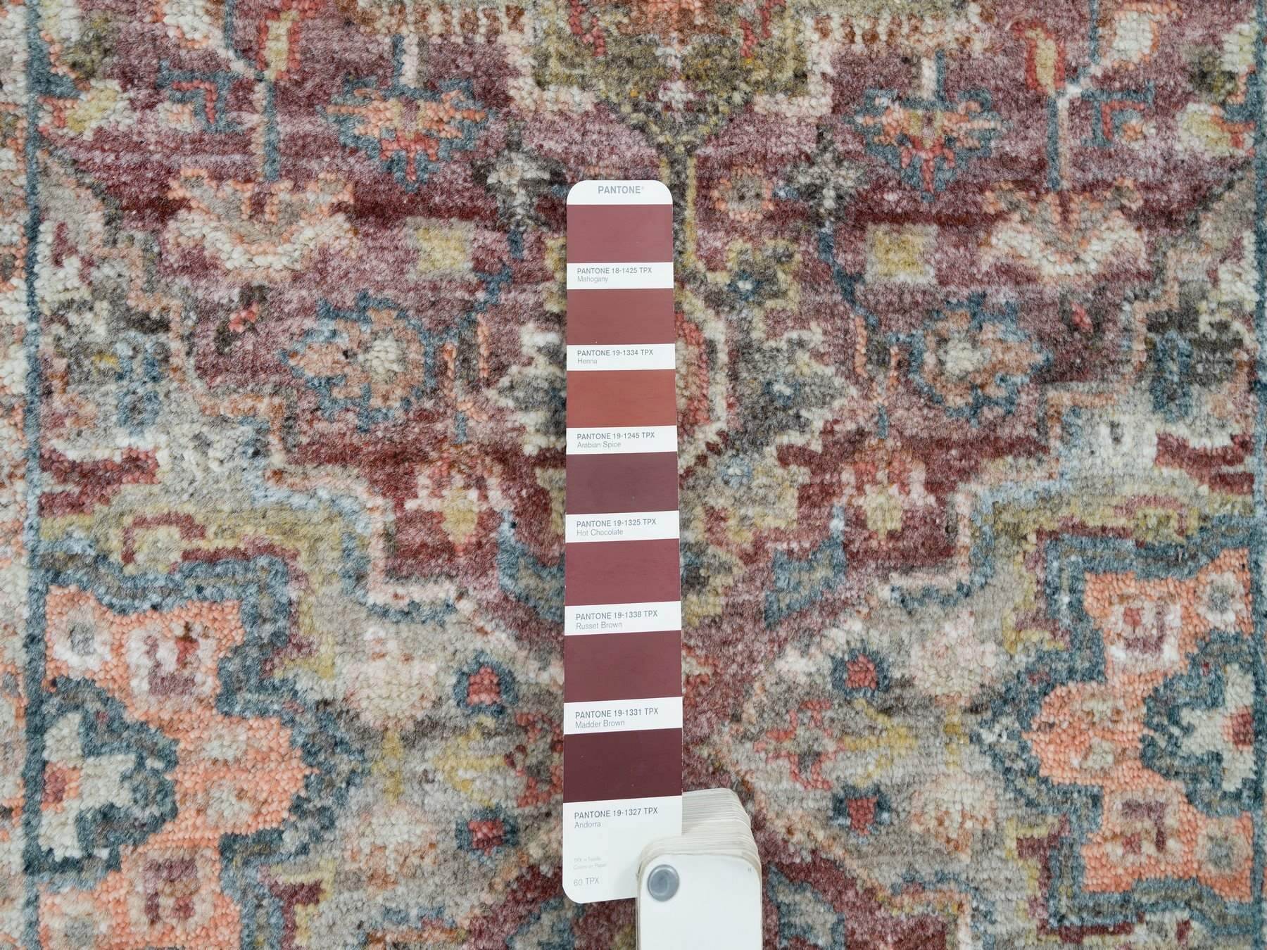 Heriz Tribal & Geometric hand-knotted wool runner in Red & Gray, 2'6" x 15'8" — SKU O065883 (view 4)