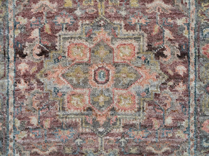 Heriz Tribal & Geometric hand-knotted wool runner in Red & Gray, 2'6" x 15'8" — SKU O065883 (view 5)