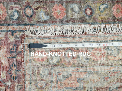 Heriz Tribal & Geometric hand-knotted wool runner in Red & Gray, 2'6" x 15'8" — SKU O065883 (view 8)
