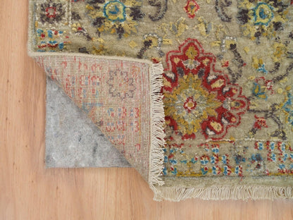 Beige 2'0" x 3'0" Transitional Hand knotted Wool/Silk Rug - Sku: O065885