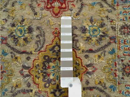 Beige 2'0" x 3'0" Transitional Hand knotted Wool/Silk Rug - Sku: O065885
