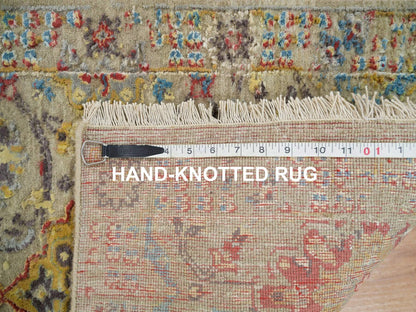 Beige 2'0" x 3'0" Transitional Hand knotted Wool/Silk Rug - Sku: O065885