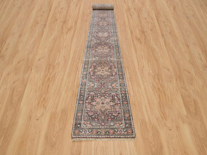 Heriz Tribal & Geometric hand-knotted wool runner in Red & Gray, 2'8" x 23'10" — SKU O065889 (view 2)