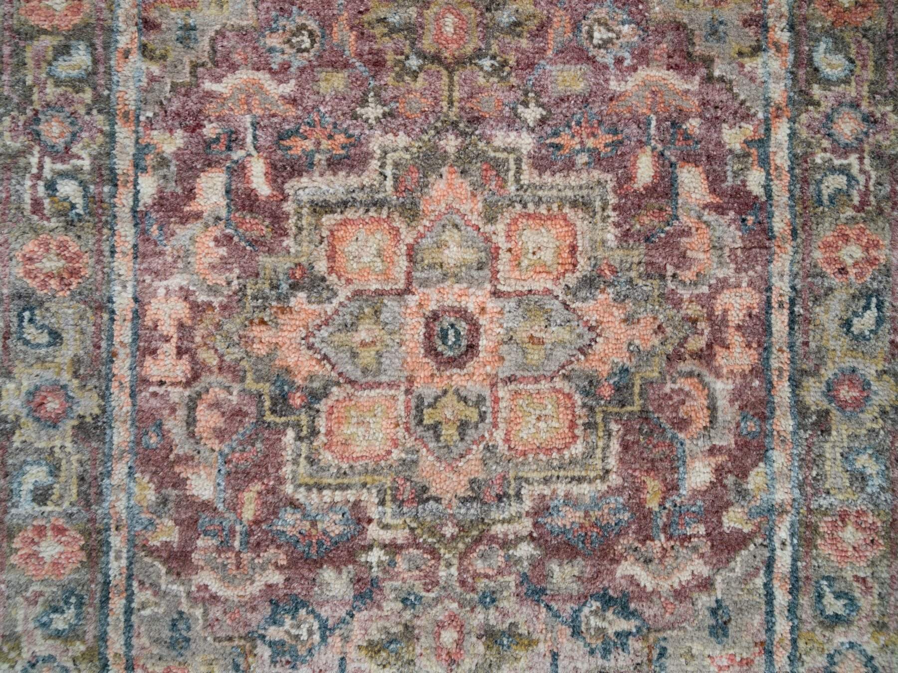 Heriz Tribal & Geometric hand-knotted wool runner in Red & Gray, 2'8" x 23'10" — SKU O065889 (view 5)
