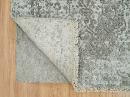 Transitional hand-knotted wool/silk runner in Gray, 2'6" x 15'10" — SKU O065890 (view 3)