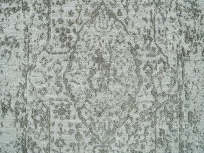 Transitional hand-knotted wool/silk runner in Gray, 2'6" x 15'10" — SKU O065890 (view 5)