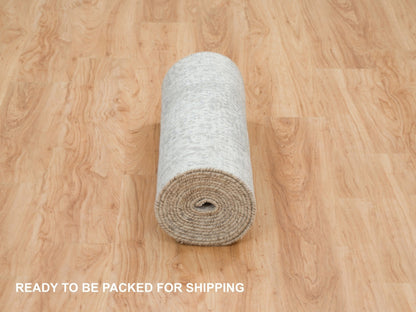 Transitional hand-knotted wool/silk runner in Gray, 2'6" x 15'10" — SKU O065890 (view 6)