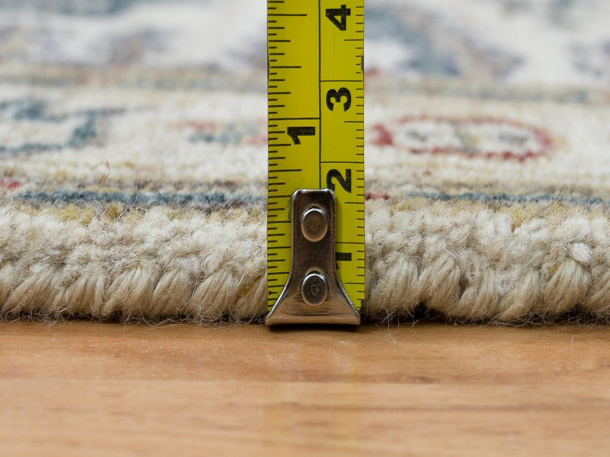 Tribal & Geometric hand-knotted wool runner in Ivory & Winter White, 2'6" x 11'8" — SKU O065893 (view 7)