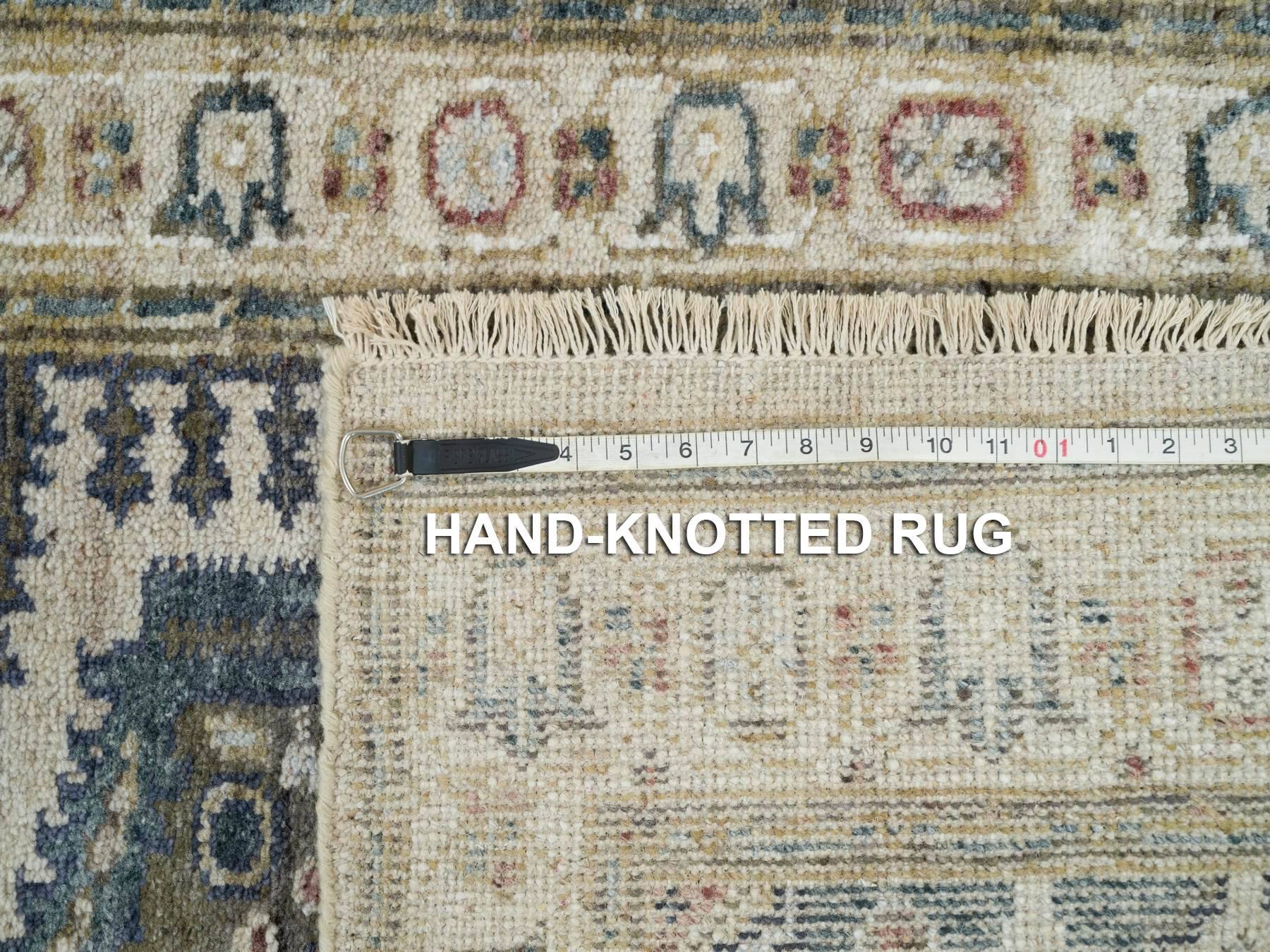Tribal & Geometric hand-knotted wool runner in Ivory & Winter White, 2'6" x 11'8" — SKU O065893 (view 8)