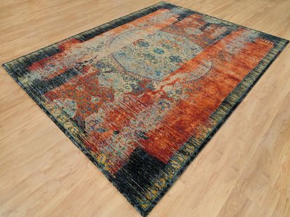 Transitional hand-knotted wool rug in Orange, 9'2" x 12' — SKU O065896 (view 3)
