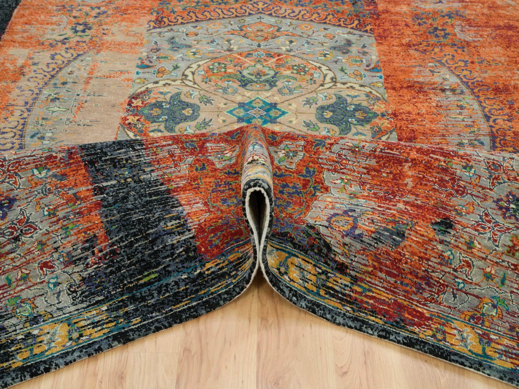 Transitional hand-knotted wool rug in Orange, 9'2" x 12' — SKU O065896 (view 5)