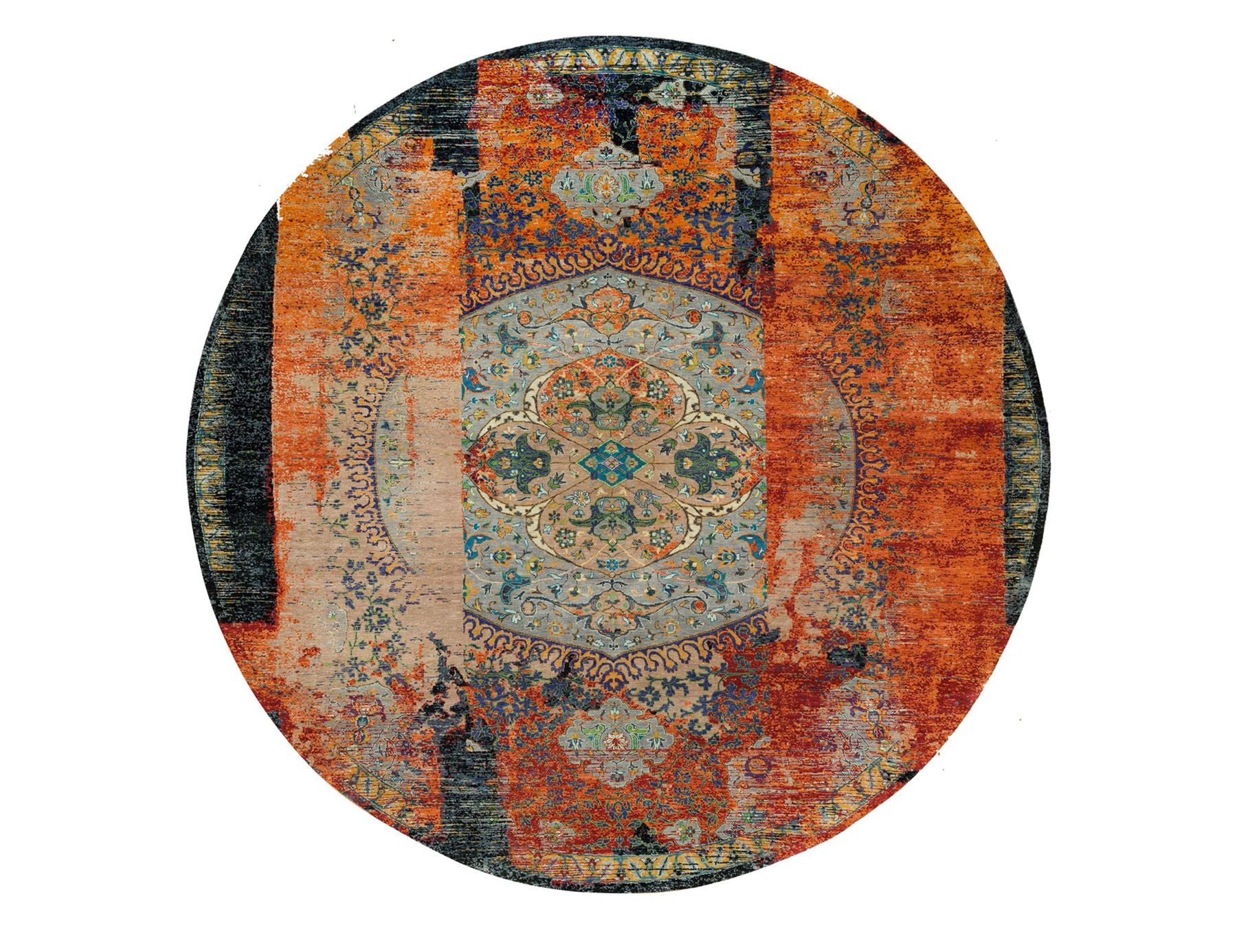 Transitional hand-knotted wool rug in Orange, 12'1" x 12'1" — SKU O065900