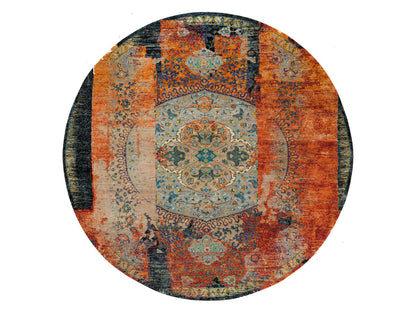 Transitional hand-knotted wool rug in Orange, 12'1" x 12'1" — SKU O065900