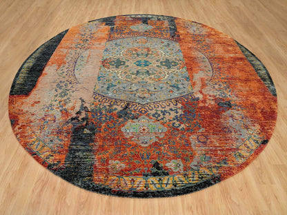 Transitional hand-knotted wool rug in Orange, 12'1" x 12'1" — SKU O065900 (view 2)