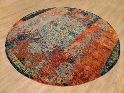 Transitional hand-knotted wool rug in Orange, 12'1" x 12'1" — SKU O065900 (view 3)